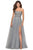 La Femme - 28535 Strappy Beaded A-Line Evening Dress Evening Dresses 00 / Silver
