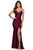La Femme - 28536 Ruched Bow Bodice High Slit Dress Prom Dresses 00 / Dark Berry