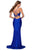 La Femme - 28536 Ruched Bow Bodice High Slit Dress Prom Dresses 00 / Royal Blue