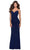 La Femme - 28541 Plunging Crisscross Back Ruched Sheath Dress Evening Dresses 00 / Navy