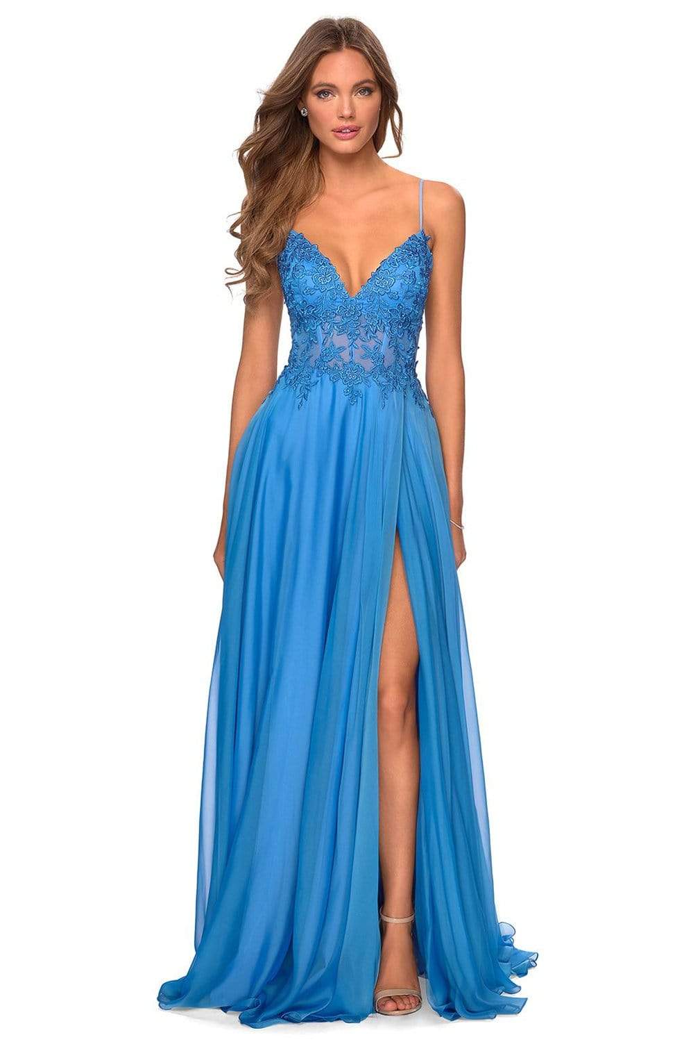 La Femme - 28543 Embellished V-neck A-line Dress – Couture Candy