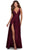 La Femme - 28547 Deep V Neck Empire Waist Sleeveless Prom Gown Bridesmaid Dresses 00 / Dark Berry