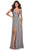 La Femme - 28547 Deep V Neck Empire Waist Sleeveless Prom Gown Bridesmaid Dresses 00 / Silver