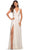 La Femme - 28547 Deep V Neck Empire Waist Sleeveless Prom Gown Bridesmaid Dresses 00 / White