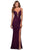 La Femme - 28556 Beaded Lace Plunging V-Neck Sheath Dress Evening Dresses 00 / Dark Berry