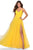 La Femme - 28561 Ruched Tulle A-Line Dress with Slit Evening Dresses 00 / Yellow
