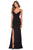 La Femme - 28567 Deep V-Neck Sheath Evening Gown with Slit Evening Dresses 00 / Black