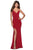 La Femme - 28567 Deep V-Neck Sheath Evening Gown with Slit Evening Dresses 00 / Red