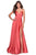 La Femme - 28571 Satin Deep V-neck A-line Gown Bridesmaid Dresses