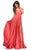 La Femme - 28571 Satin Deep V-neck A-line Gown Bridesmaid Dresses