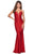 La Femme - 28574 Deep V-neck Jersey Trumpet Dress Prom Dresses 00 / Red