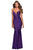 La Femme - 28574 Deep V-neck Jersey Trumpet Dress Prom Dresses 00 / Royal Purple