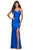 La Femme - 28584 V-neck Trumpet Dress With Slit And Train Prom Dresses 00 / Royal Blue