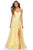 La Femme - 28608 Strapless Sweetheart Wrap Bodice Satin A-line Gown Bridesmaid Dresses 00 / Pale Yellow