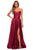 La Femme - 28608 Strapless Sweetheart Wrap Bodice Satin A-line Gown Bridesmaid Dresses 00 / Wine
