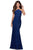 La Femme - 28619 Lace Applique Halter Sheath Dress Prom Dresses 00 / Navy