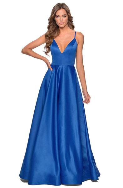 La Femme - 28628 Deep V-neck Satin Junior Prom Gown Couture Candy La Femme - 28628 Deep V-neck Satin Junior Prom Gown Couture Candy