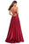 La Femme - 28628 Deep V-neck Satin A-line Gown Prom Dresses