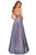 La Femme - 28628 Deep V-neck Satin A-line Gown Prom Dresses