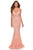 La Femme - 28647 Sequined Lace Corset Bodice Long Dress Prom Dresses 00 / Peach
