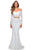 La Femme - 28666 Long Sleeve Corset Bodice Lace Mermaid Dress Evening Dresses 00 / White