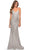 La Femme - 28713 Deep V-Neckline Sequin Sheath Dress Evening Dresses 00 / Silver