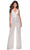 La Femme - 28719 Sequined Plunging V-neck Jumpsuit Evening Dresses 00 / White