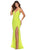 La Femme - 28760 Deep V-Neckline Bedazzled Sheath Dress Prom Dresses 00 / Neon Yellow