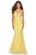 La Femme - 28768 Embroidered Deep V-neck Trumpet Dress Prom Dresses 00 / Yellow