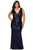La Femme - 28770 Sleeveless V Neck Allover Sequin Evening Gown Evening Dresses 12W / Navy