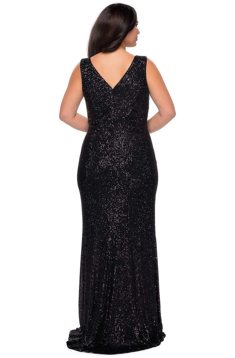 La Femme - 28770 Sleeveless V-Neck Sequin Plus Size Prom Gown – Couture ...