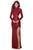 La Femme - 28771 Sequined Long Sleeve High Neck Fitted Dress Prom Dresses 00 / Red