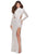 La Femme - 28771 Sequined Long Sleeve High Neck Fitted Dress Prom Dresses 00 / White