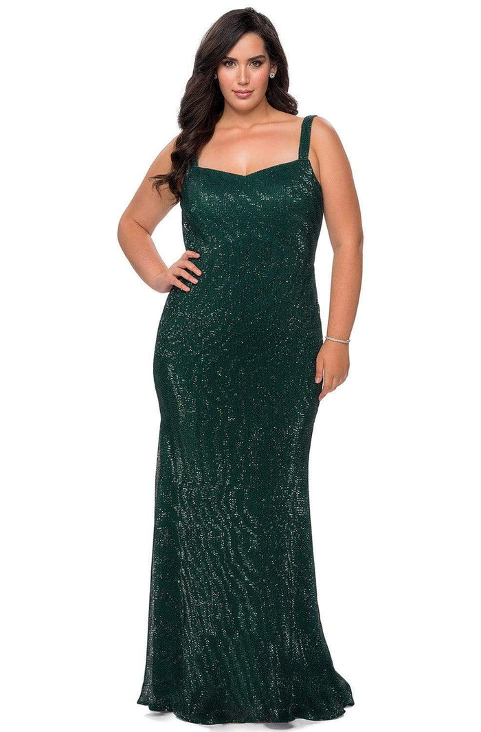 La Femme - 28875 Sequined V-Neck Sheath Dress Evening Dresses 12W / Emerald