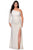 La Femme - 28878 One Shoulder Long Sleeve Dress with Slit Prom Dresses 12W / White/Gold