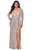 La Femme - 28880 Long Sleeve High Slit Sequined Gown Evening Dresses 12W / Silver