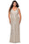 La Femme - 28946 Sleeveless Bead-Fringed Sheath Gown Evening Dresses 12W / Silver