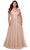 La Femme - 28950 Embroidered Off Shoulder High Slit Gown Evening Dresses 12W / Champagne