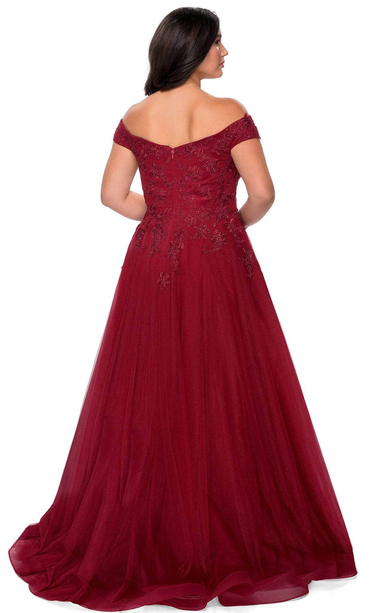 La Femme - 28950 Embroidered Off-Shoulder Modest Prom Gown