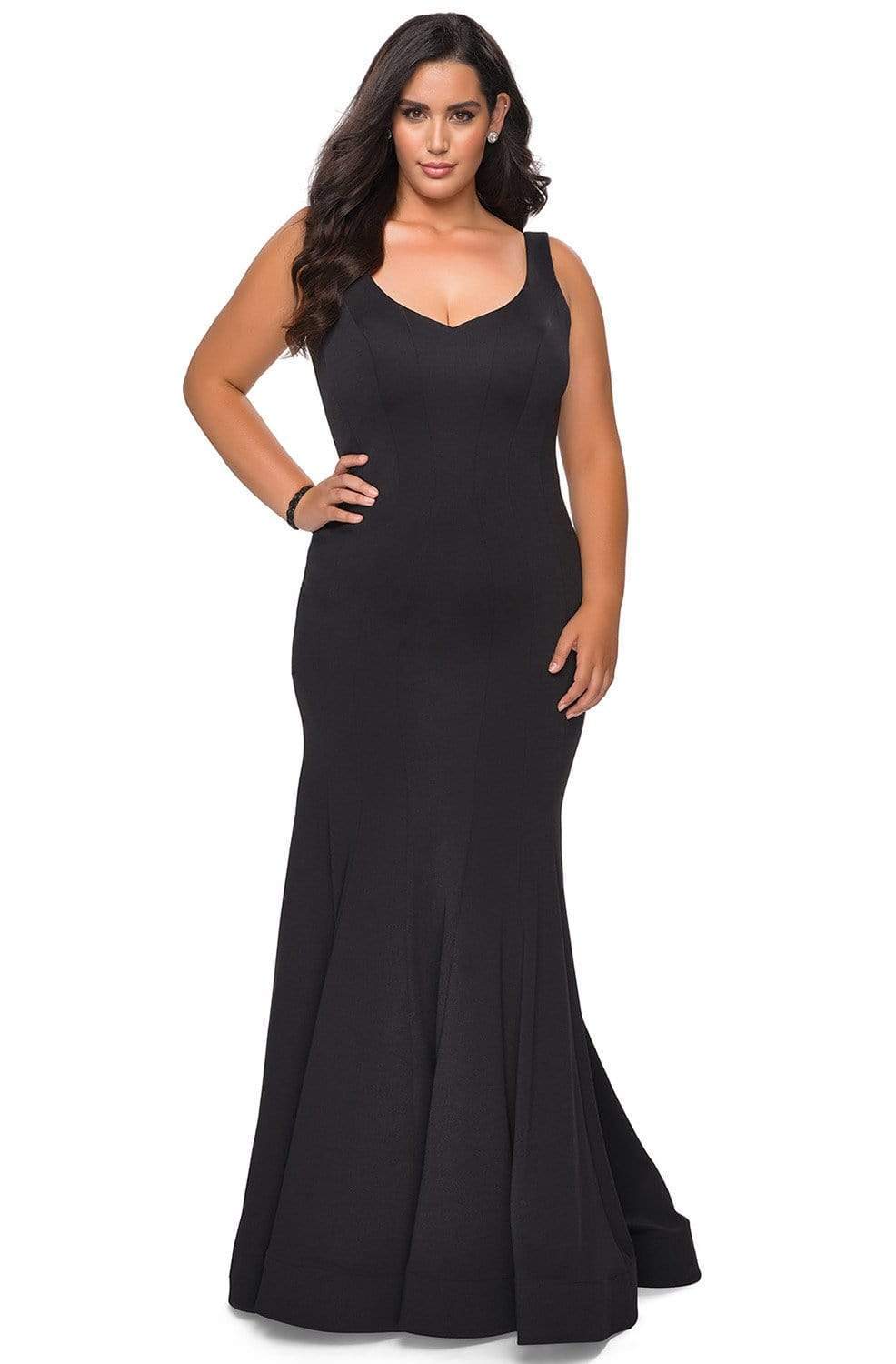 La Femme - 28975 V-Neck Jersey Mermaid Dress – Couture Candy