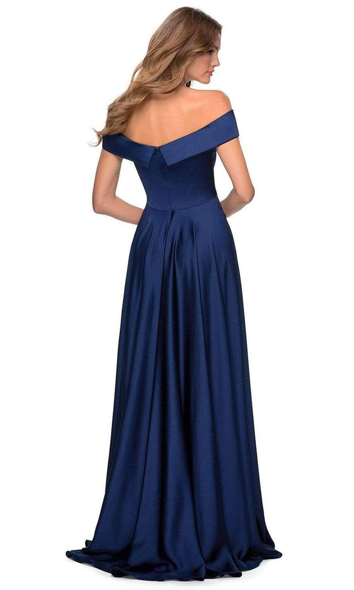 La Femme - 28978 Satin Off-Shoulder A-line Gown – Couture Candy
