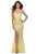 La Femme - 28983 Plunging V-neck Lace Trumpet Dress Prom Dresses 00 / Pale Yellow