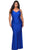 La Femme - 29005 V-neck Ruched Jersey Sheath Dress Evening Dresses 12W / Royal Blue