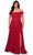 La Femme - 29007 Off Shoulder High Slit A-Line Gown Evening Dresses 12W / Red