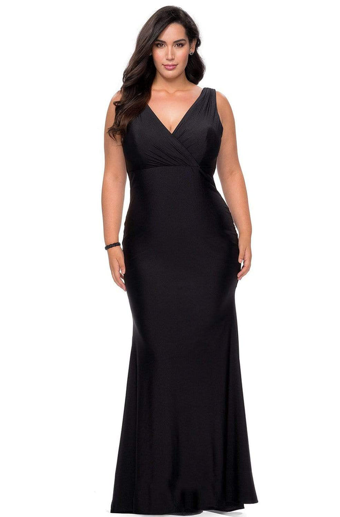 La Femme - 29016 Sleeveless V Neck Long Jersey Gown – Couture Candy