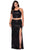 La Femme - 29026 Two-Piece Sequined High Slit Sheath Gown Evening Dresses 12W / Black