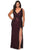 La Femme - 29046 Plunging V-Neck Sequined High Slit Gown Evening Dresses 12W / Wine