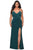 La Femme - 29055 Strappy V-Neck Dress with Slit Evening Dresses 12W / Emerald