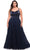 La Femme 29072 - Sleeveless Tulle Prom Dress Special Occasion Dress 12W / Navy