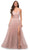 La Femme - 29076 V-Neck Semi-Sheer Bodice High Slit A-Line Gown Special Occasion Dress 00 / Dusty Mauve